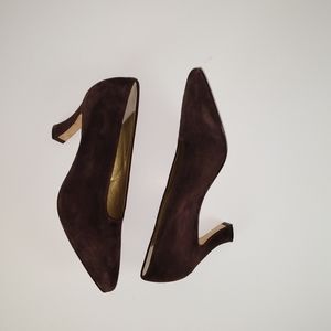 Via Spiga Brown Suede Pointed-Toe Heels